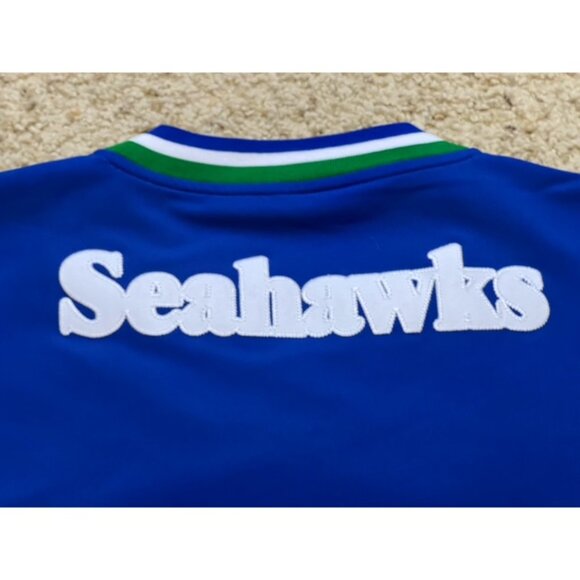 Seattle Seahawks Nike Dri Fit Blue Retro Throwback V Neck Pullover Sz Medium EUC - Picture 7 of 7